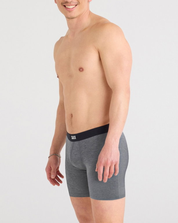 SAXX Boxershorts Vibe Xtra Soft Comfort Boxer Brief Fly dunkelgrau Herren - 1 Stück
